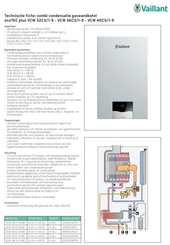 Vaillant EcoTec Plus VCW 32 CS